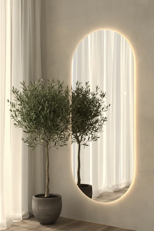 Oval Frameless LED Wall Mirror