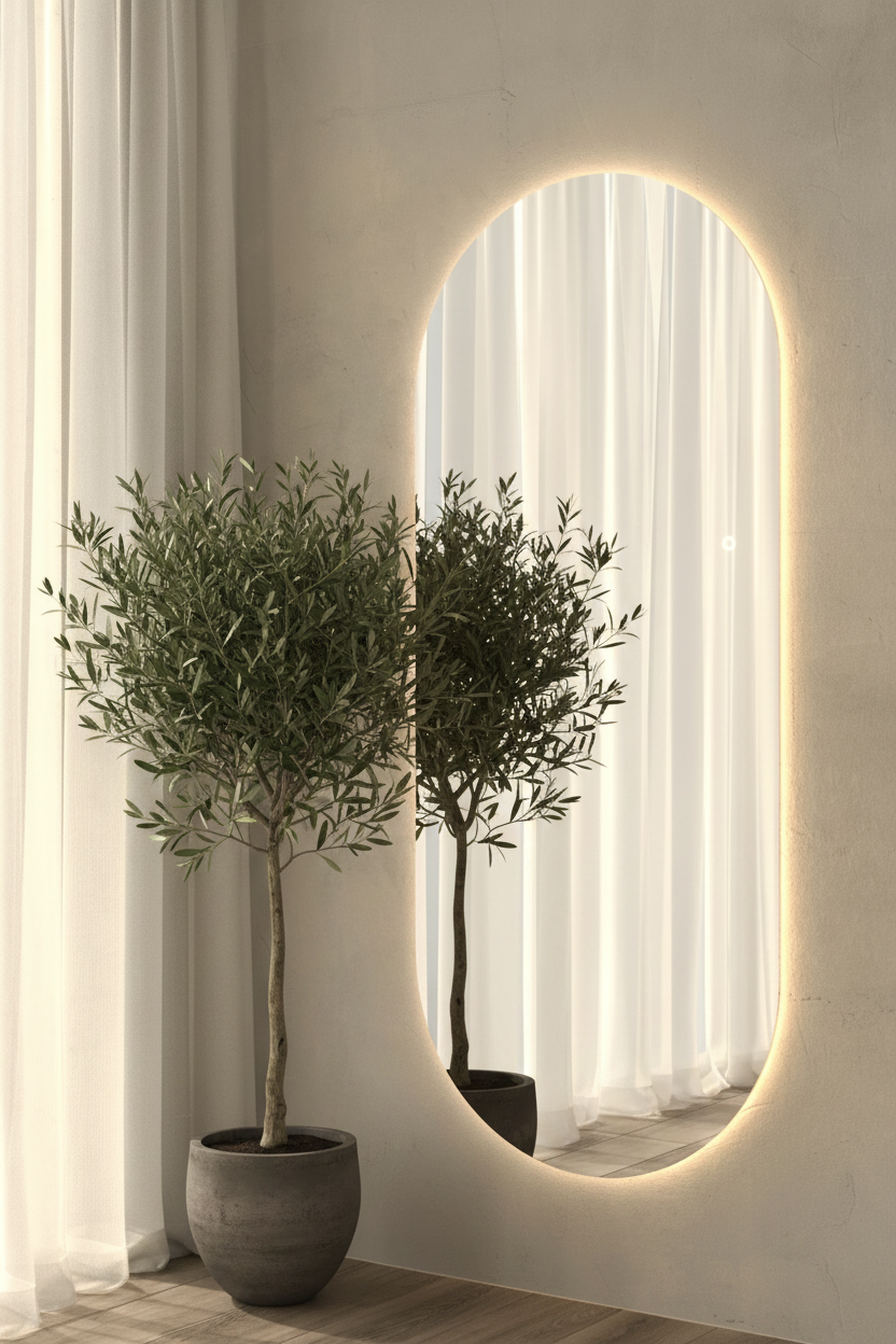 Oval Frameless LED Wall Mirror